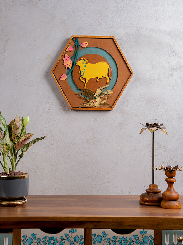 Pichwai Golden Cow Wall Frame
