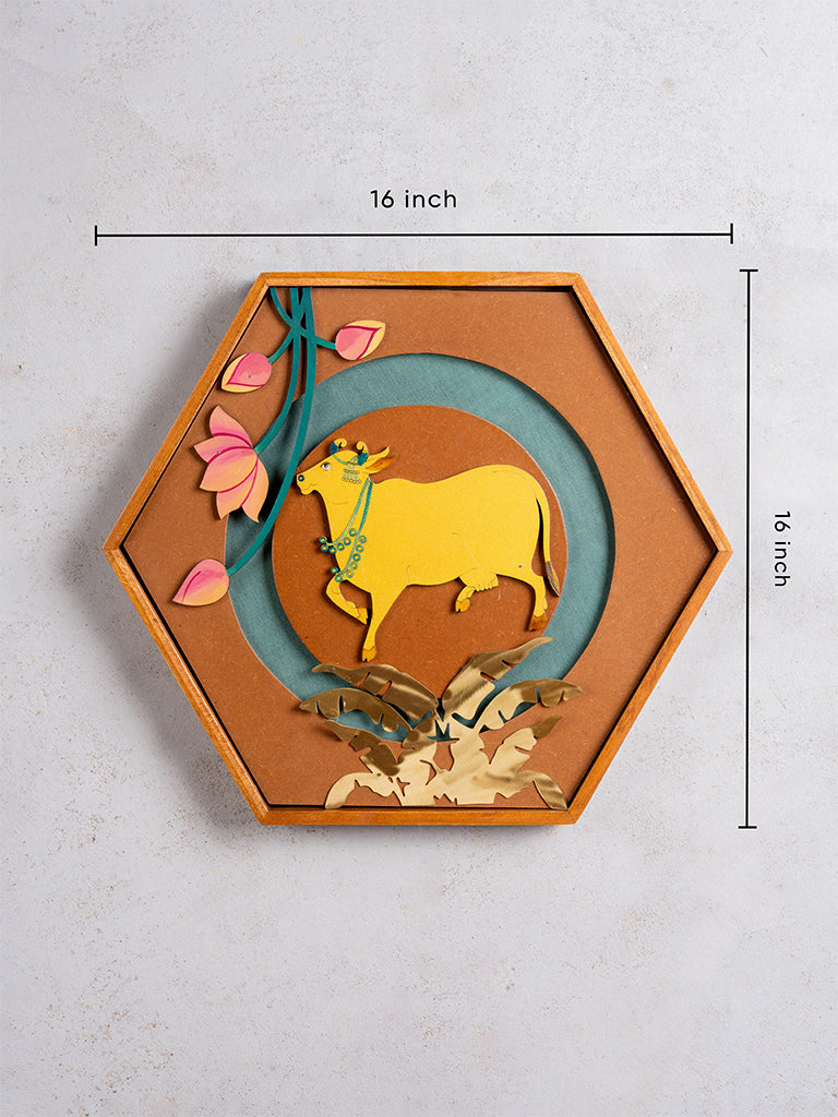 Pichwai Golden Cow Wall Frame