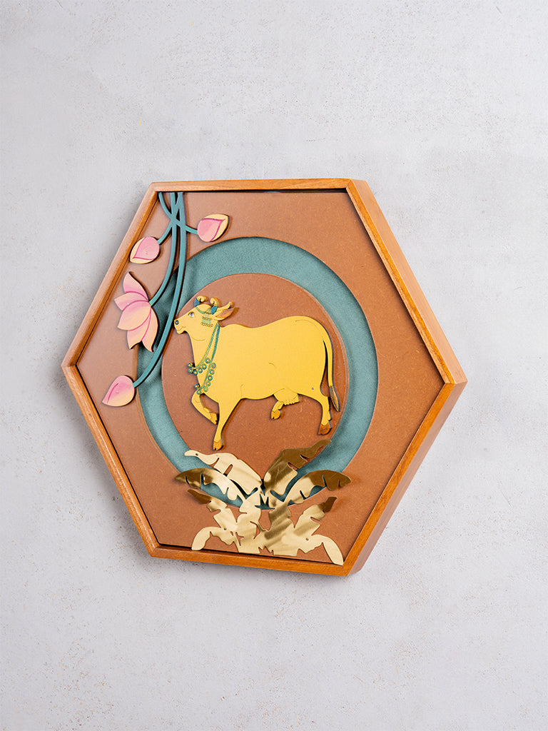 Pichwai Golden Cow Wall Frame