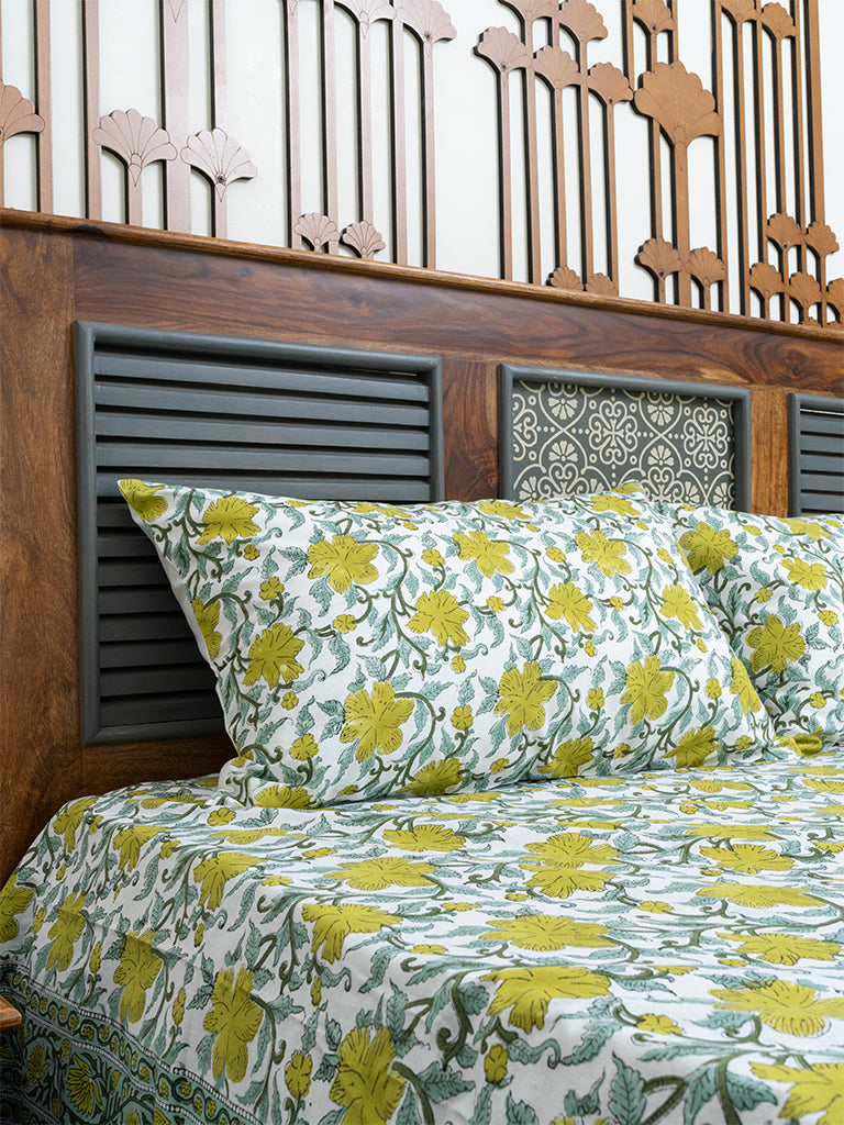 Floral Hand-Block Printed Bedsheet