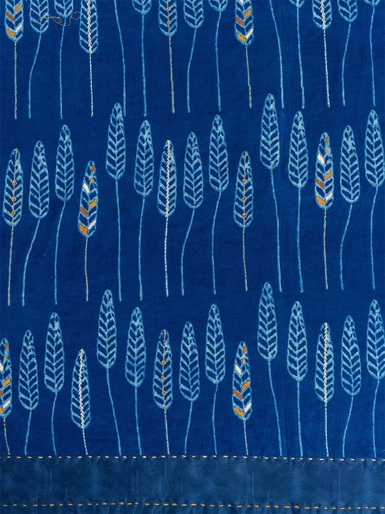 Dabu Applique Cotton Indigo Blue Bedcover
