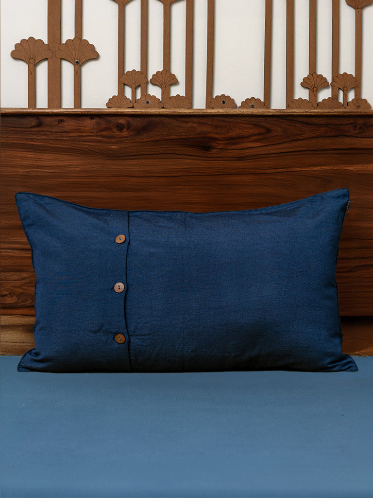 Indigo Ajrakh Kantha Pillow Cover