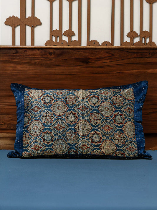 Blue Ajarkh Pillow Cover