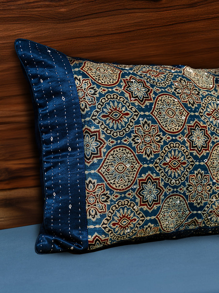 Blue Ajarkh Pillow Cover
