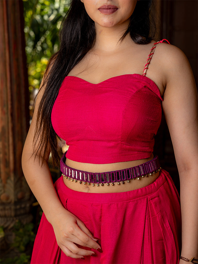 Purple Rectangular Mirror Waist Belt