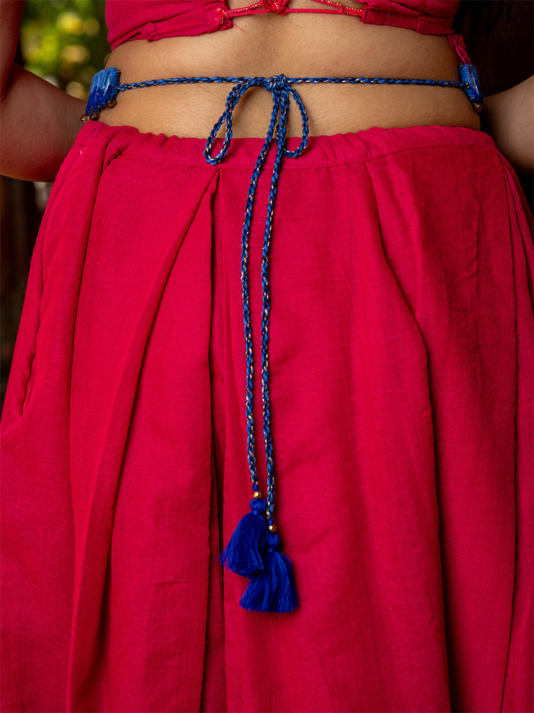 Blue Shadedrectangular Mirror Waist Belt