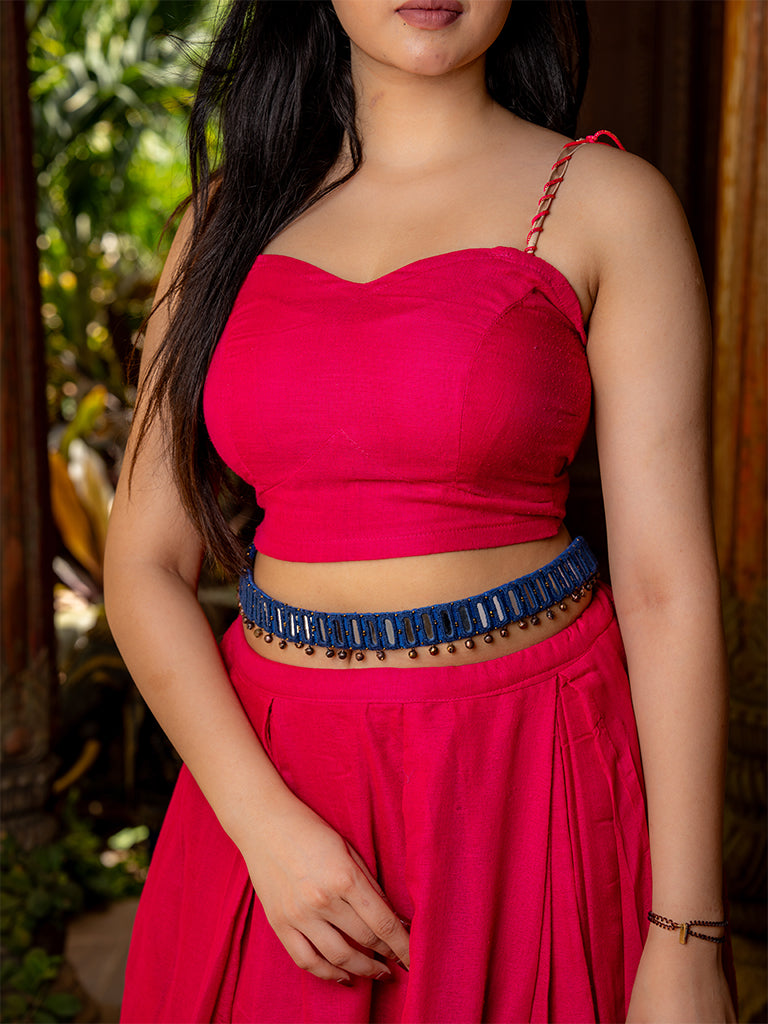 Blue Rectangular Mirror Waist Belt