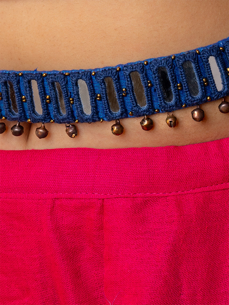 Blue Rectangular Mirror Waist Belt