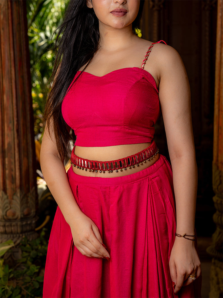 Maroon Shaded Rectangular Mirror Waist Belt