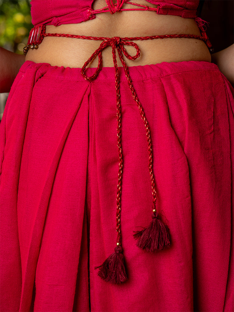 Maroon Shaded Rectangular Mirror Waist Belt
