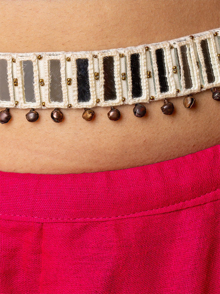 White Rectangular Mirror Waist Belt