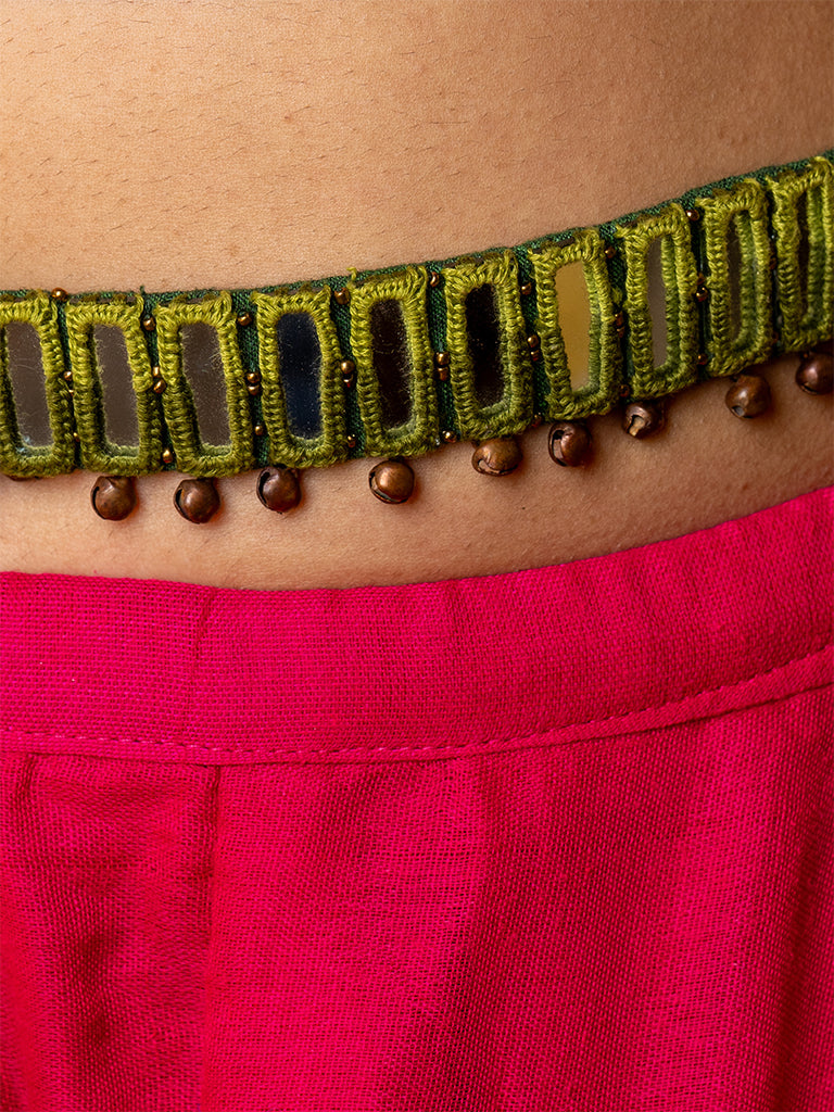 Green Shaded Rectangular Mirror Waist Belt