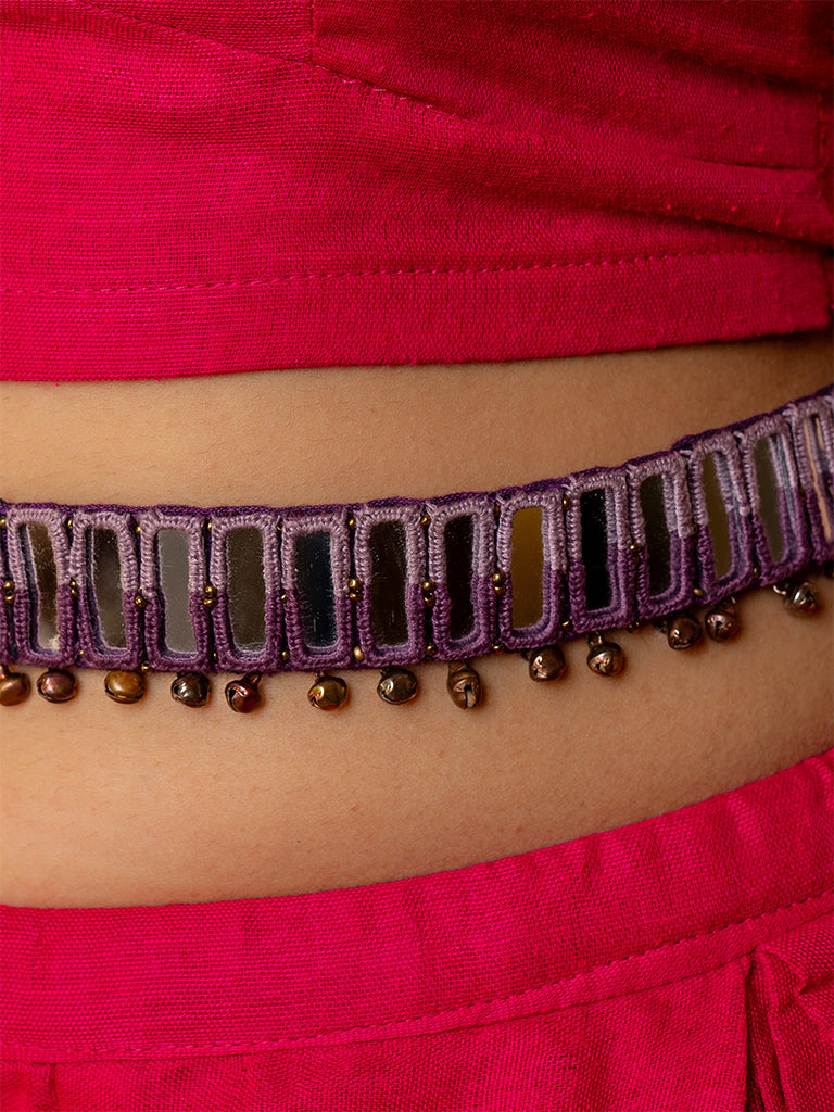 Purple Shaded Rectangular Mirror Waist Belt