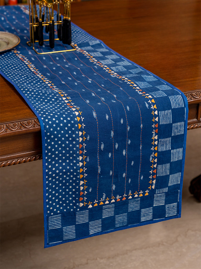 Checkered-Polka Dabu Print Runner