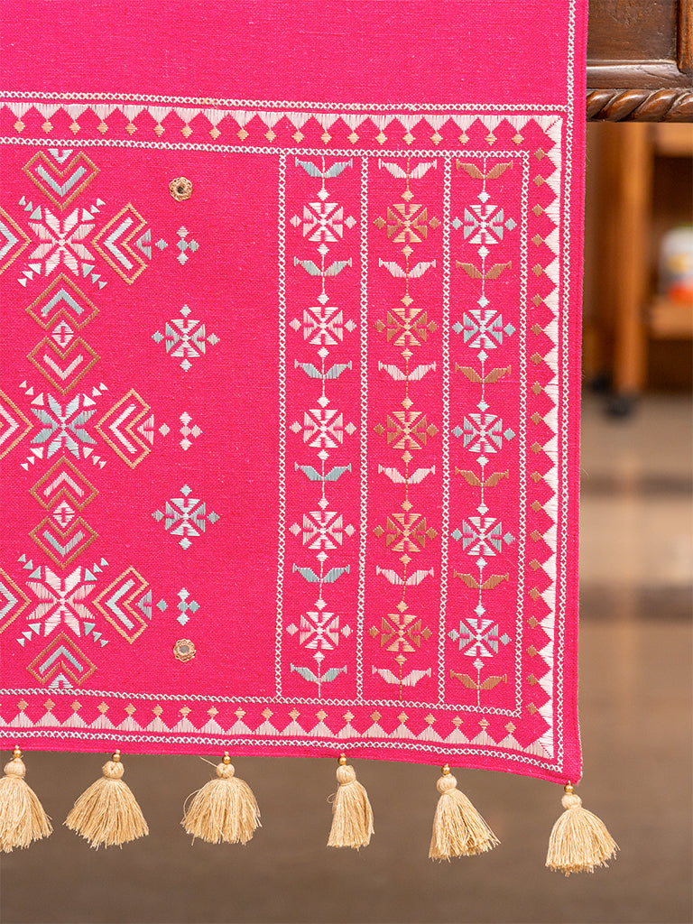 Classic Mirror And Sujni Hand-embroidered Runner