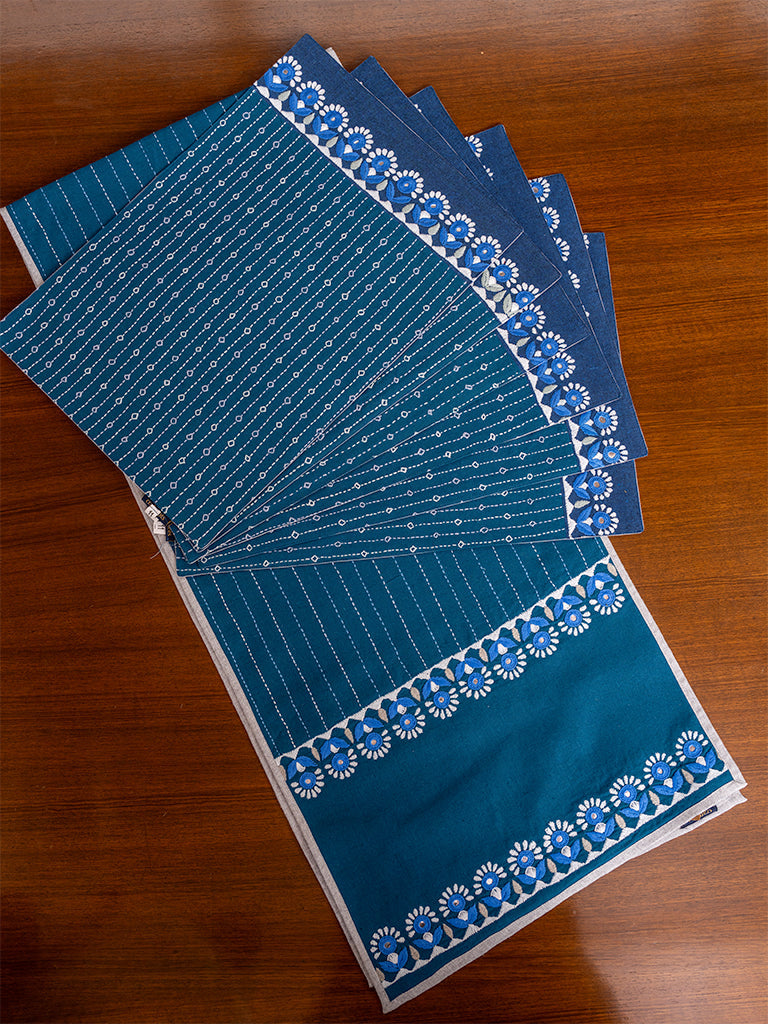 Traditional Sadu-bharat Hand Embroidered Runner Set