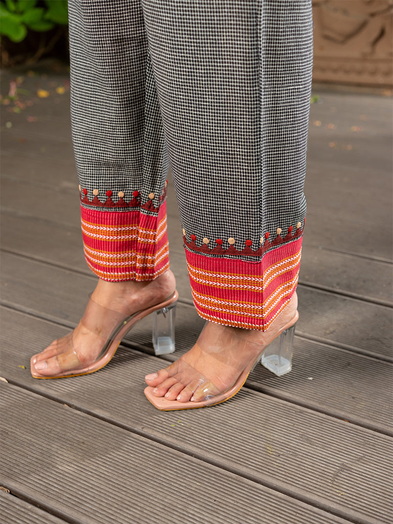Co-Ordset With Applique And Mirror Work On Karnataka Weave