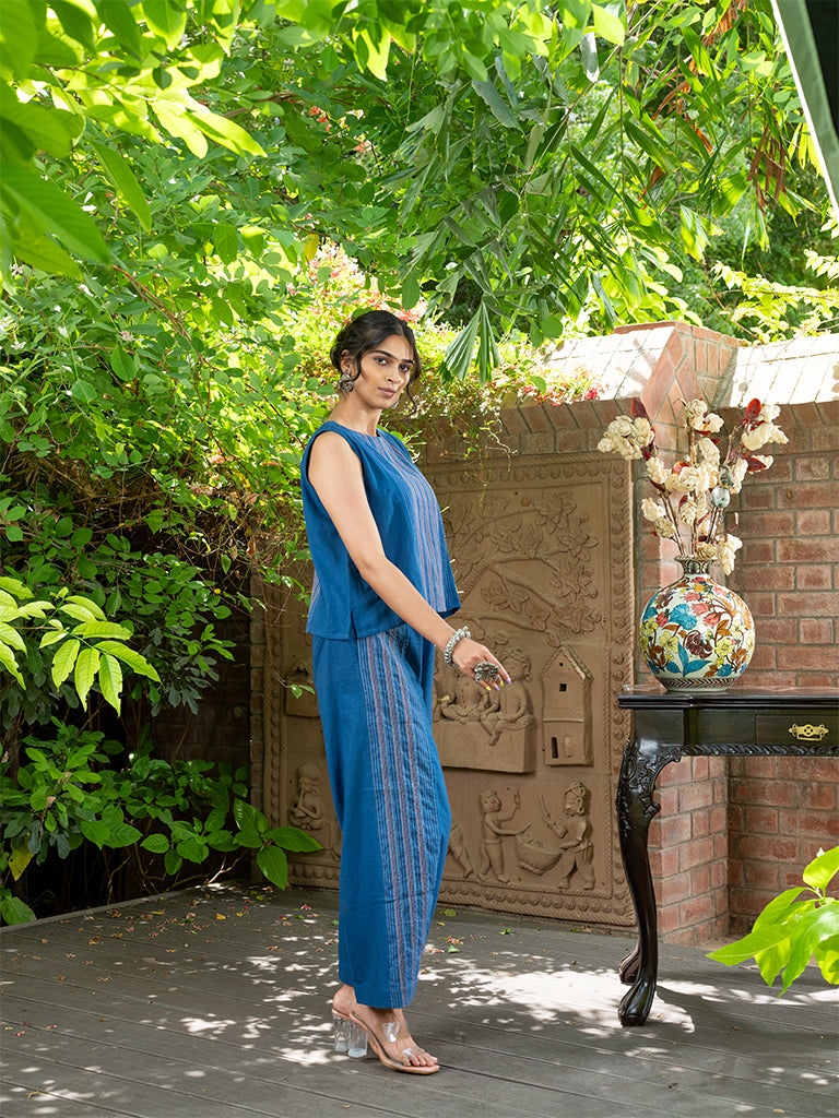 Co-ord Set with Running Stich On Handwowen Cotton