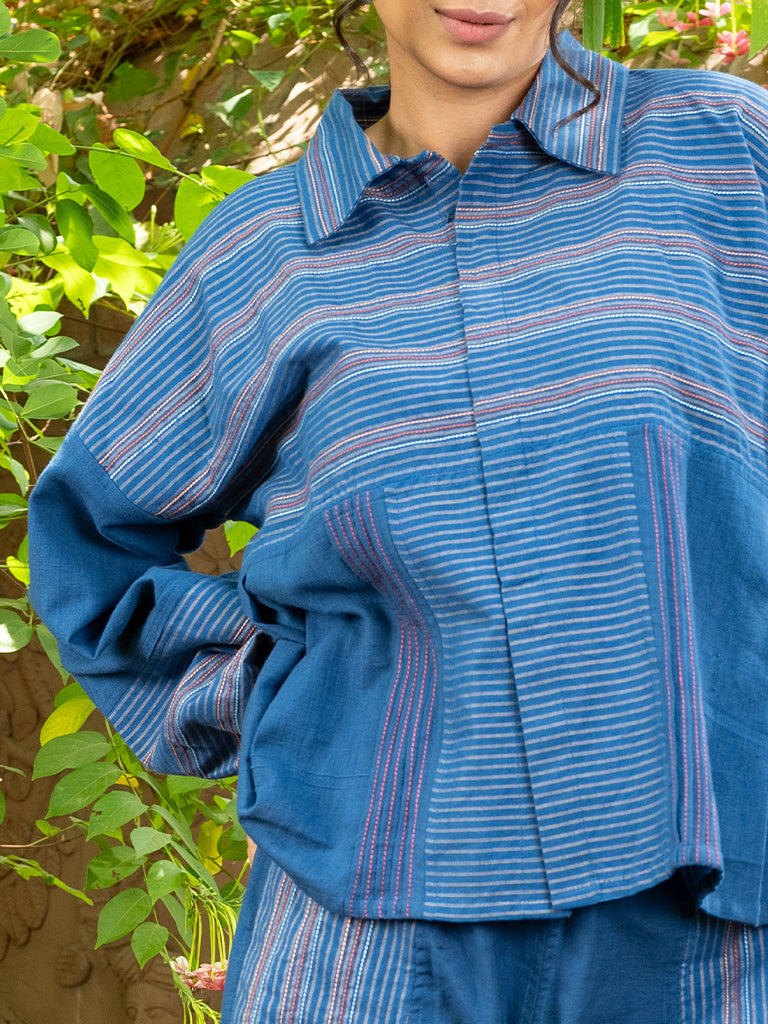 Top With Running Stich On Handwoven Cotton
