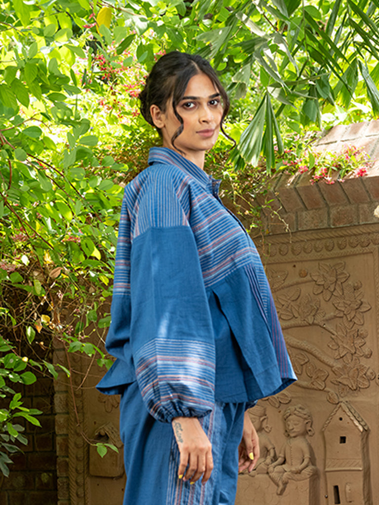 Top With Running Stich On Handwoven Cotton
