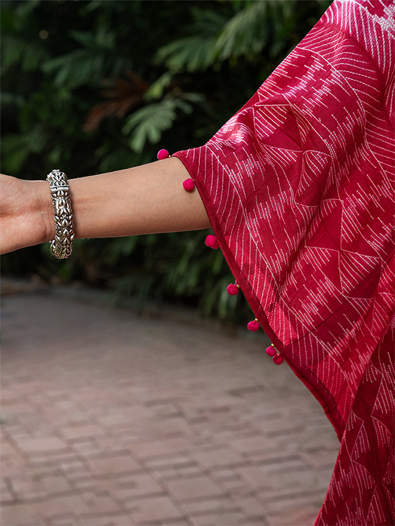 Shibori Pleated Kaftan with Mirror work