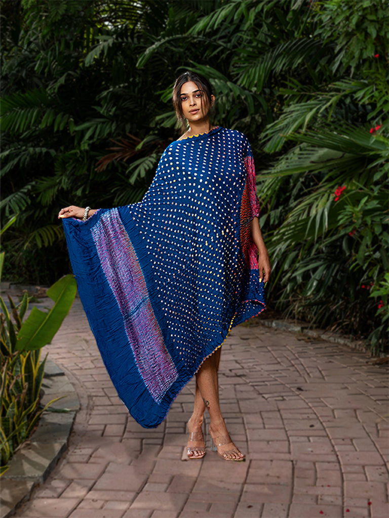 Asymetrical Bandhani Kaftan