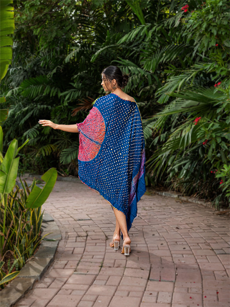 Asymetrical Bandhani Kaftan