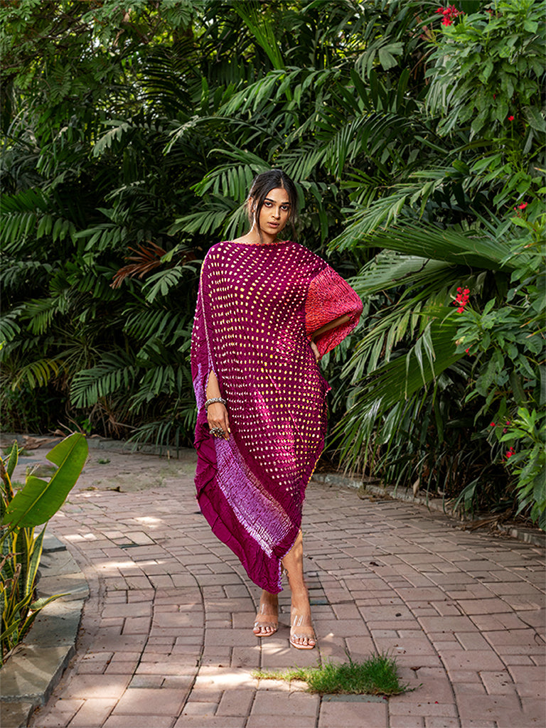 Asymetrical Bandhani Kaftan