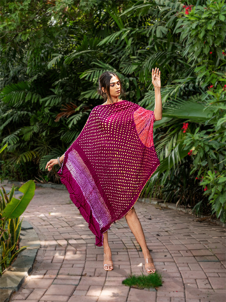 Asymetrical Bandhani Kaftan