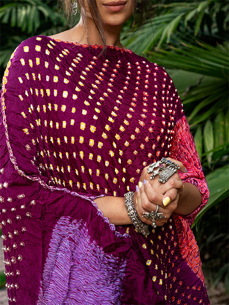 Asymetrical Bandhani Kaftan