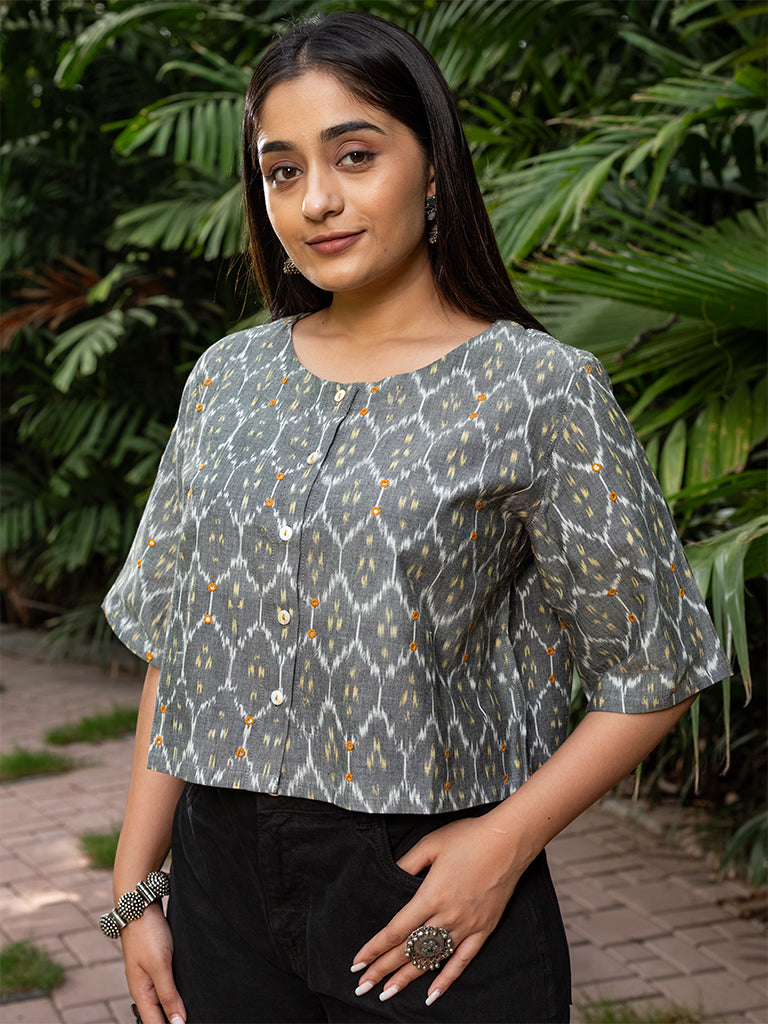 Ikkat Crop Top