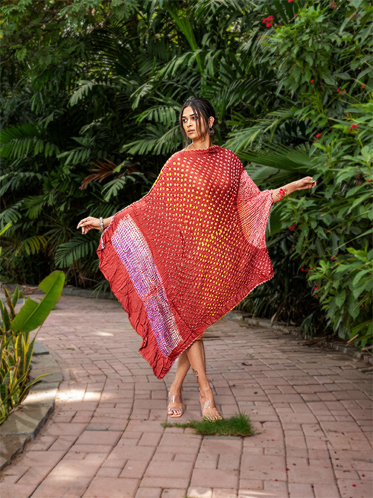 Asymetrical Bandhani Kaftan