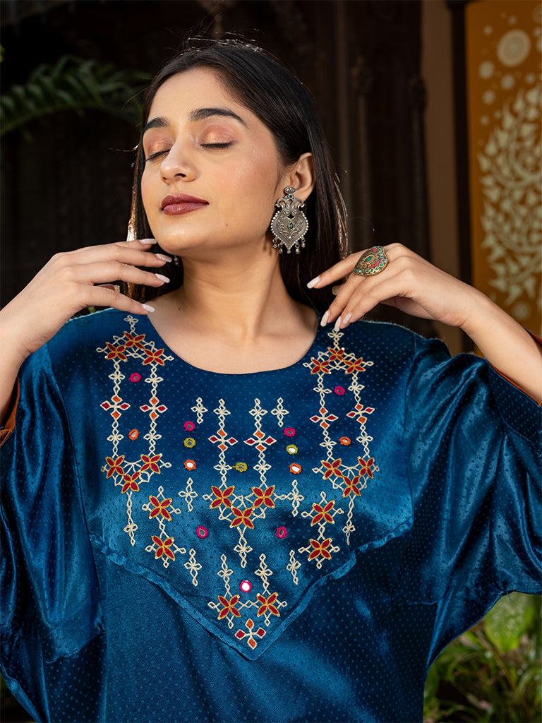 Mashru Kurta Set with Aari and Mirror Work