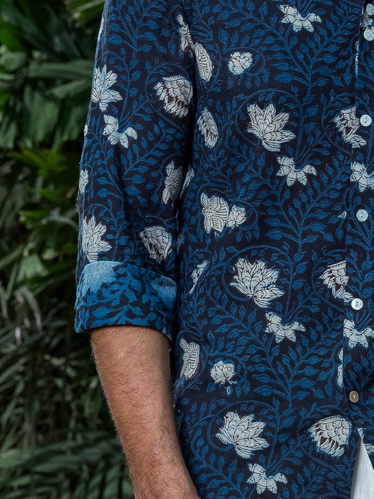 Blue Bagru Block Print Shirt