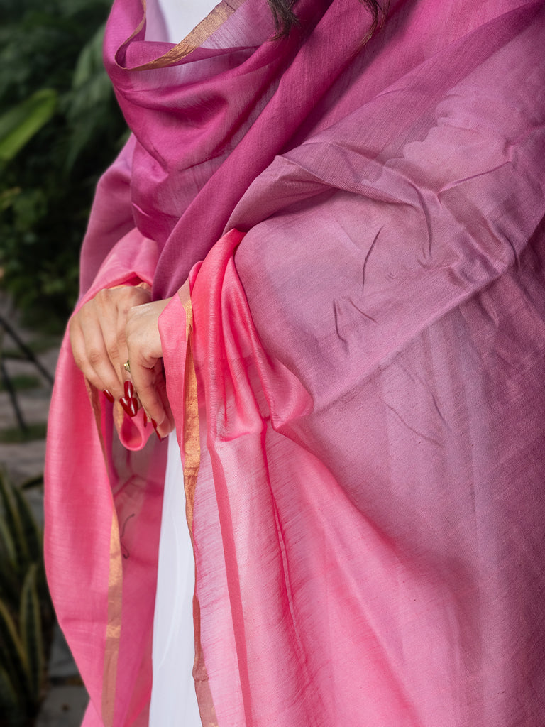 Duo-tone Tie & Dye Chanderi Dupatta