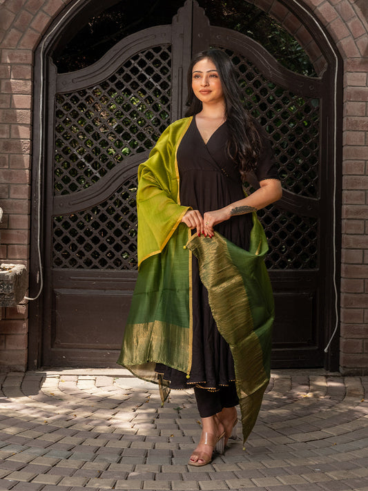 Chanderi Green Ombre Dupatta