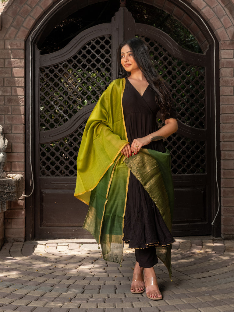Chanderi Green Ombre Dupatta