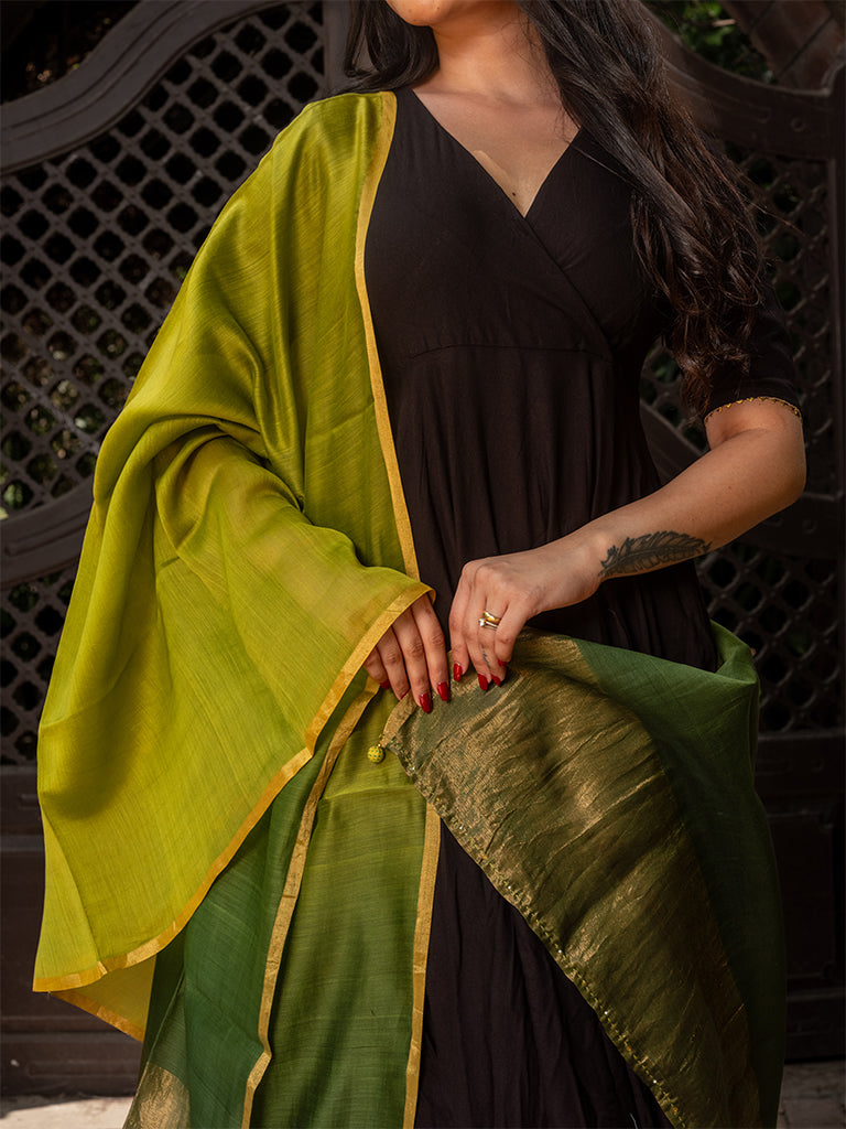 Chanderi Green Ombre Dupatta