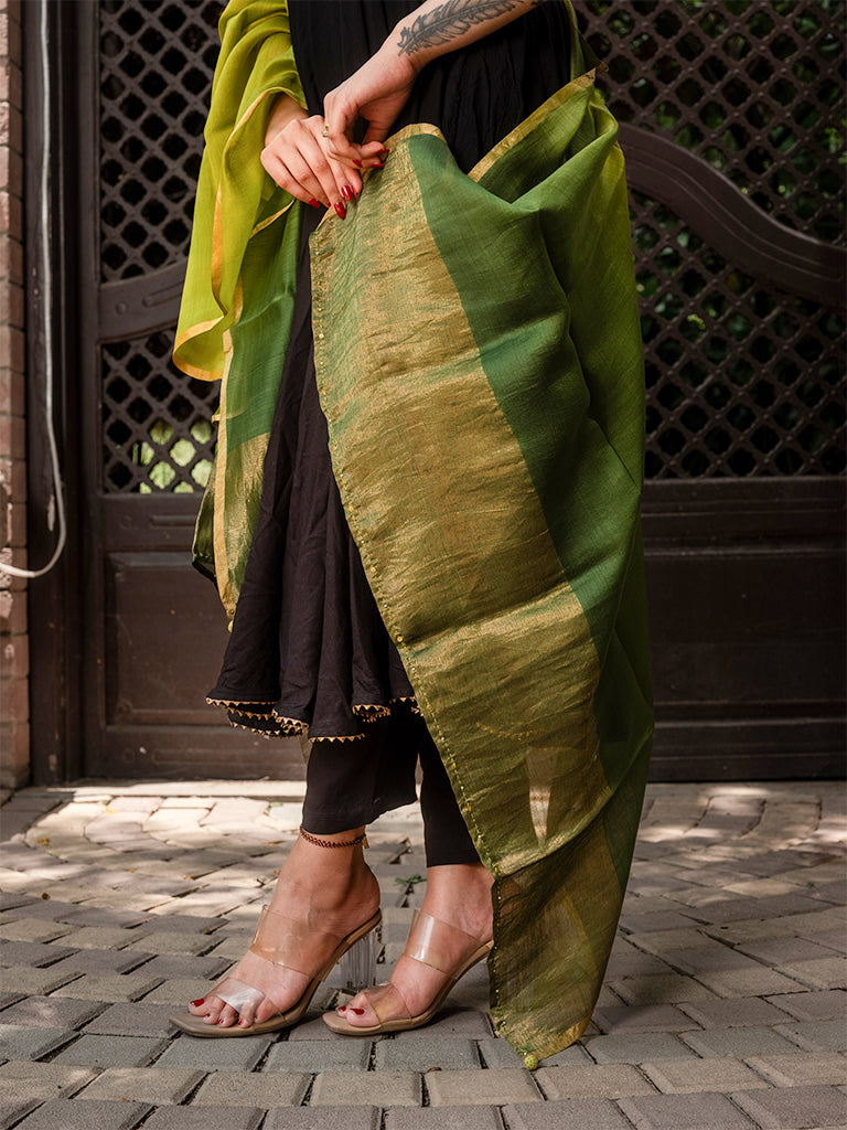 Chanderi Green Ombre Dupatta