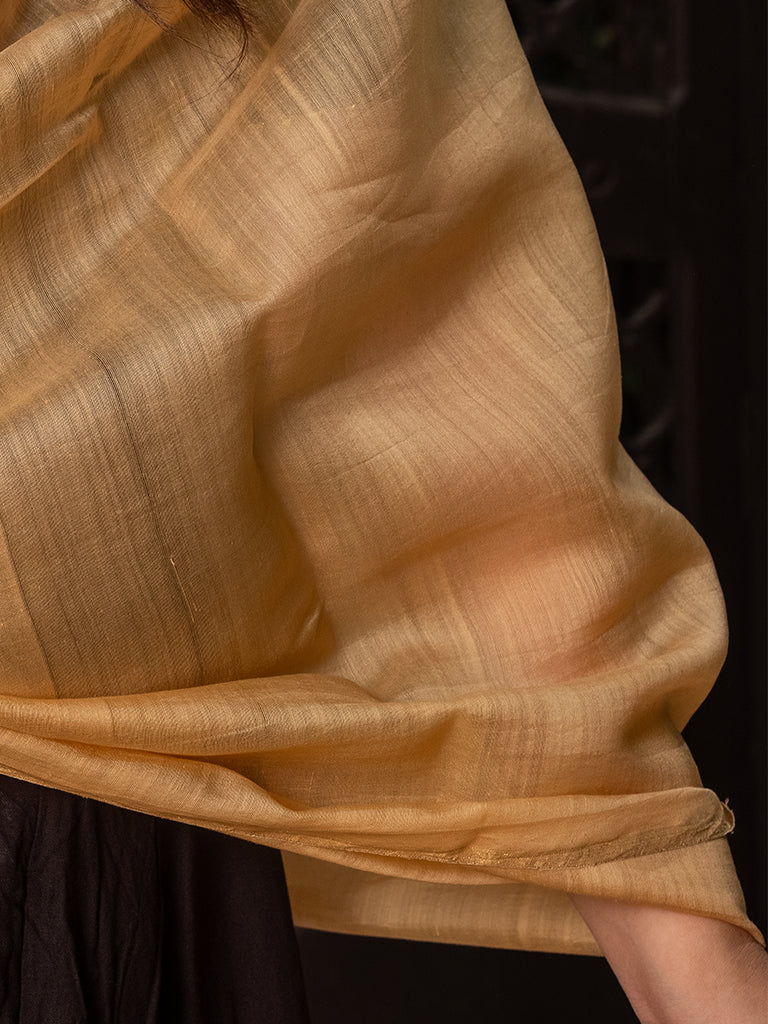 Cream Chanderi Phat Work Dupatta