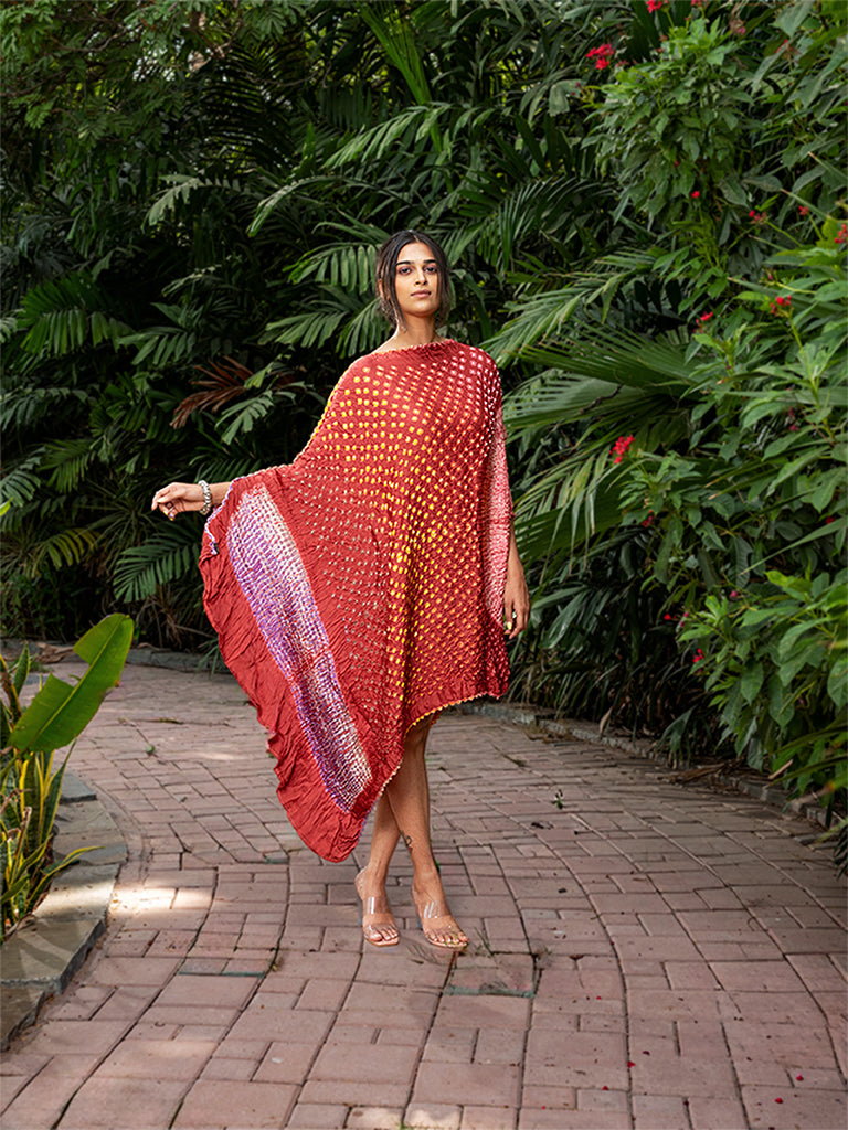 Asymetrical Bandhani Kaftan