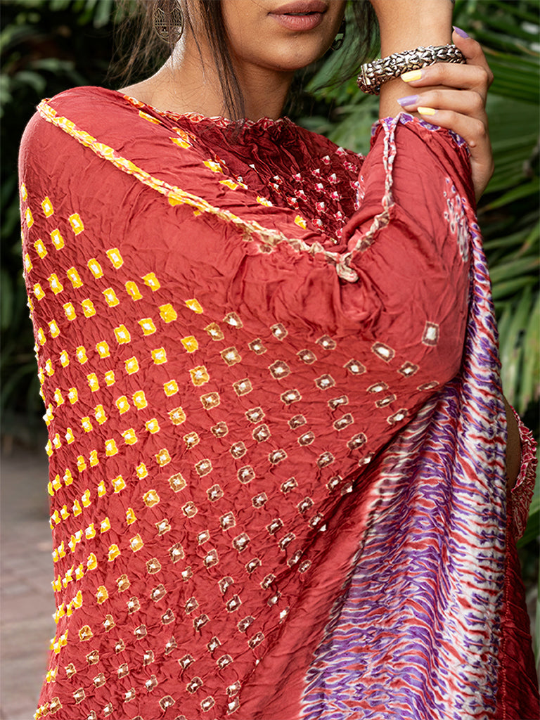 Asymetrical Bandhani Kaftan