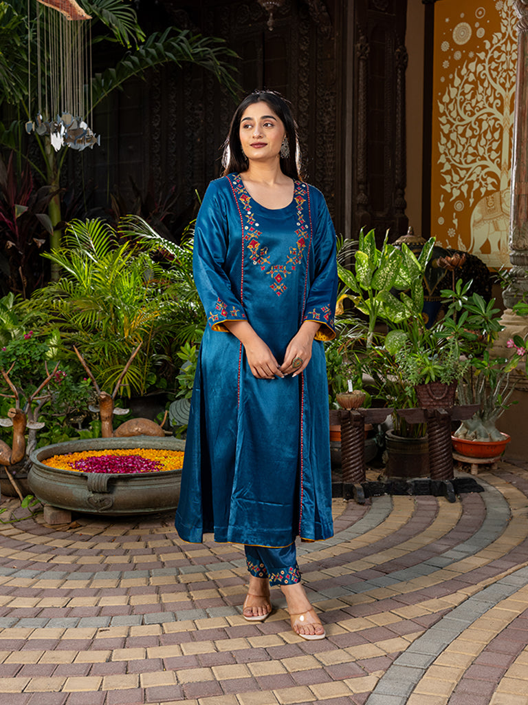 Mashru Kurta Set With Aari Work