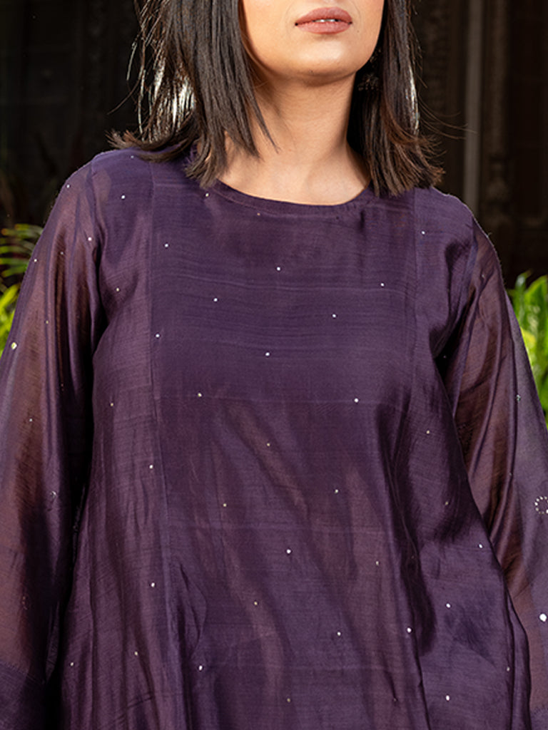 Chanderi Kurta Set With Badla Work
