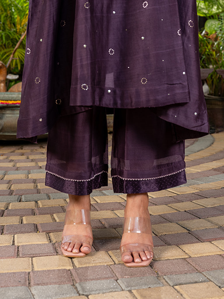 Chanderi Kurta Set With Badla Work