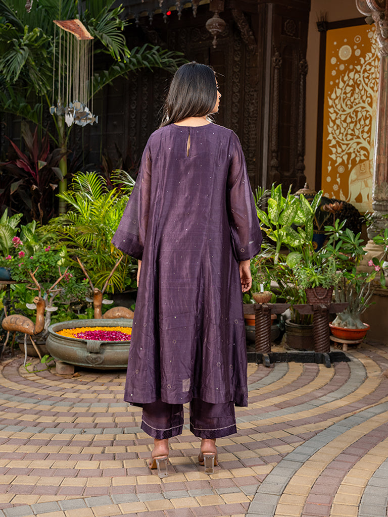 Chanderi Kurta Set With Badla Work