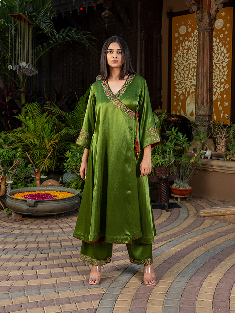 Angrakha Kurta Set with Aari Work