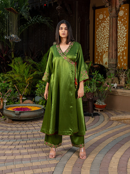 Angrakha Kurta Set with Aari Work