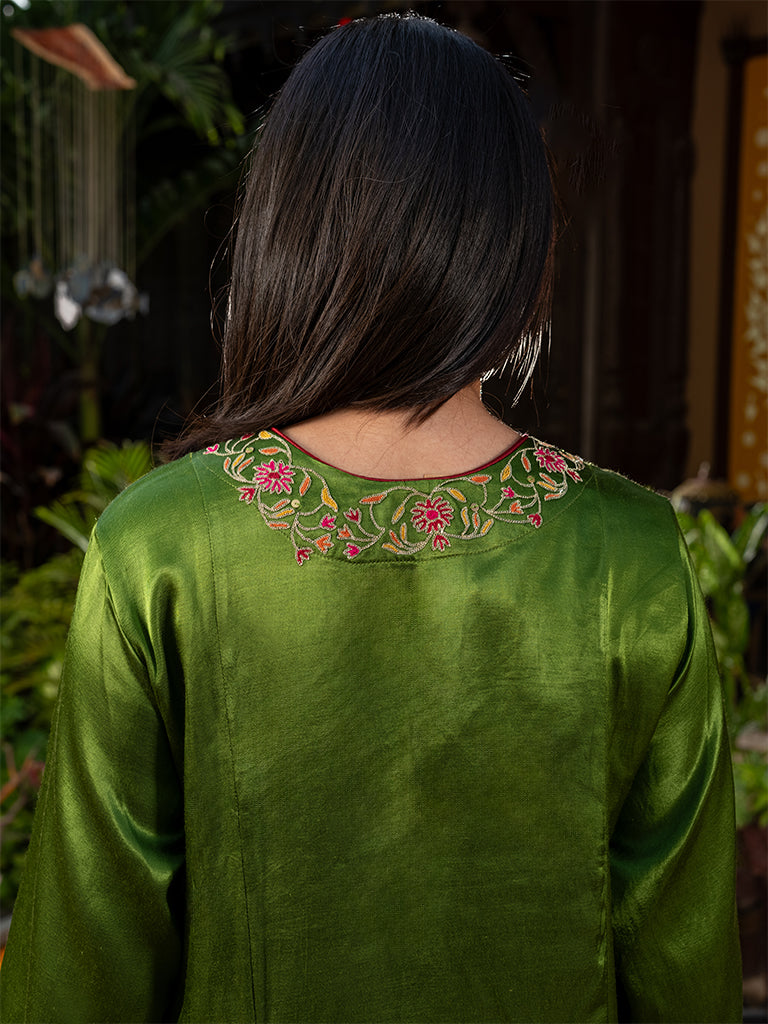 Angrakha Kurta Set with Aari Work