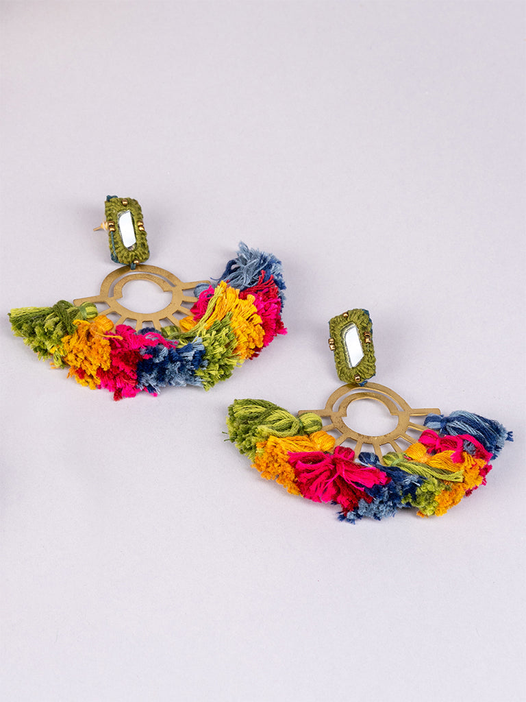 Brass With Mirror Multi Thread Necklace set
